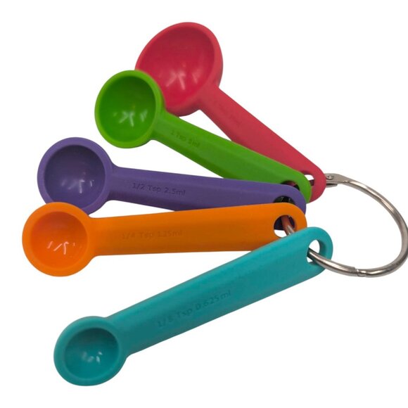 Measuring Spoon Cup LOT 5 Measuring Spoons 4 Collapsible Measuring Cups Silicon - Picture 2 of 10